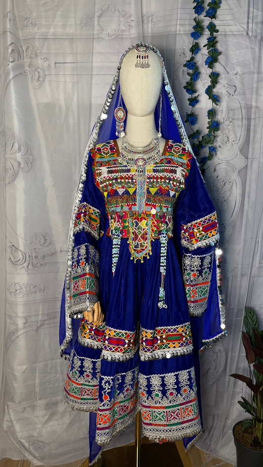 Naz Navy Premium Afghan vintage dress